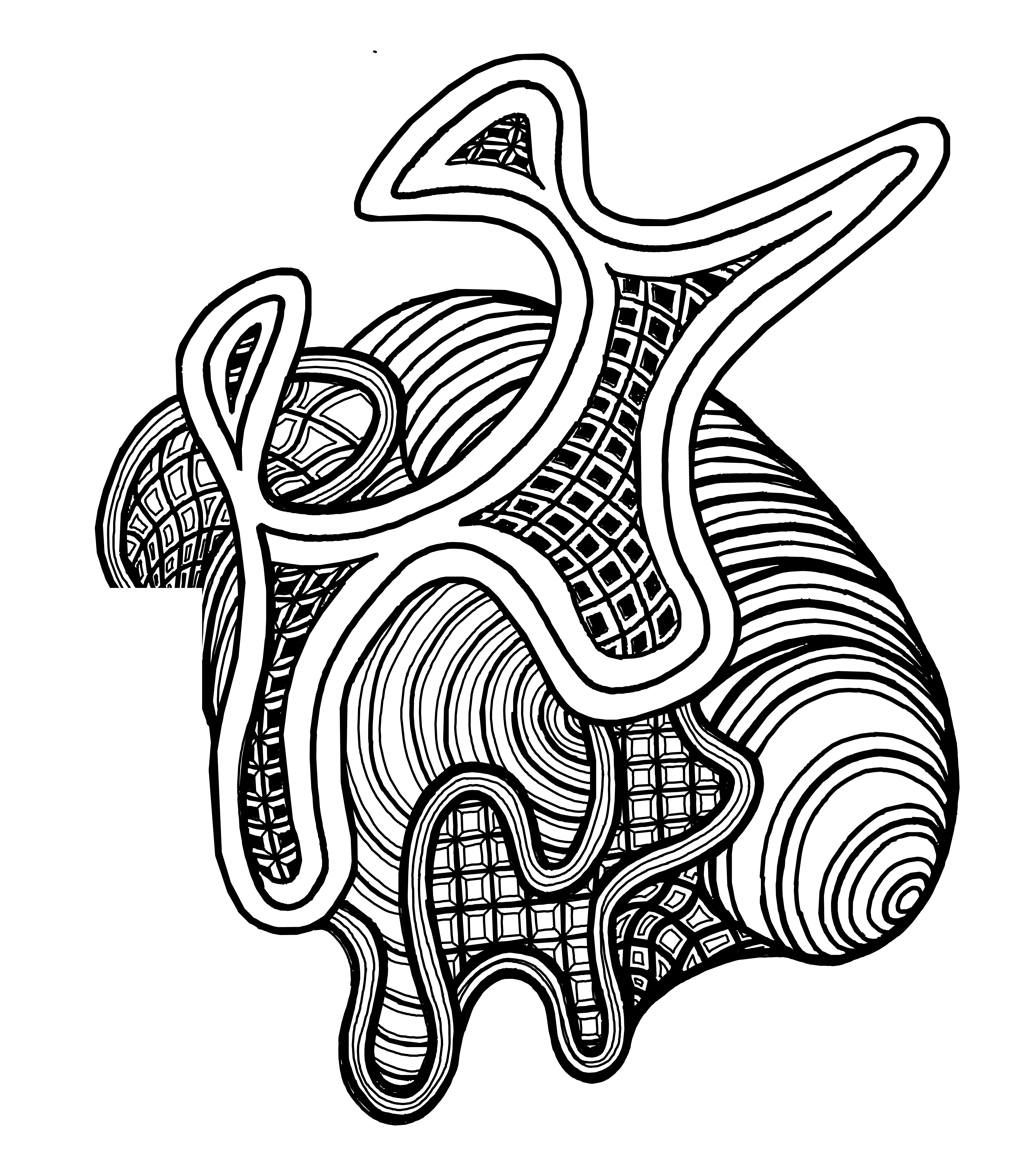 Ink drawing: Organic multi-directional web structure